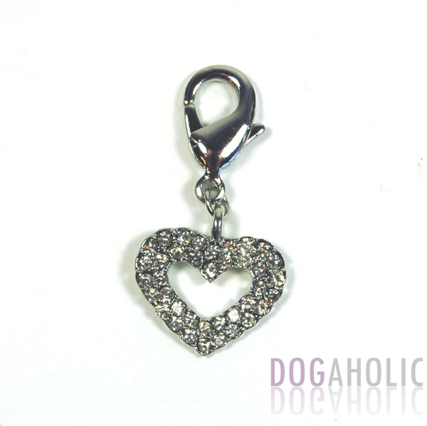 Hollow Heart Collar Charm in Clear