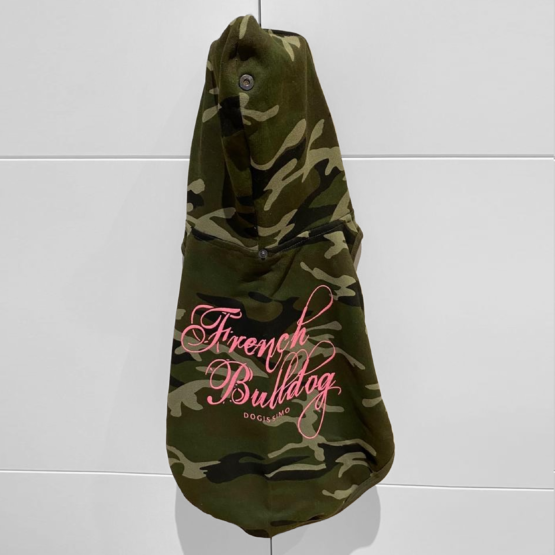 2020 Camo Hoodie Pink Text for French Bulldogs
